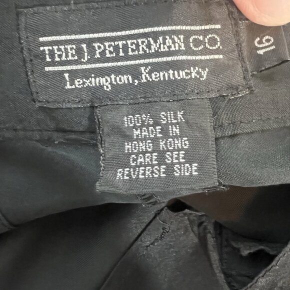 Vintage J Peterman Women Silk Dress Pants Size 16 Black Pleated Tapered Pockets - Picture 3 of 12